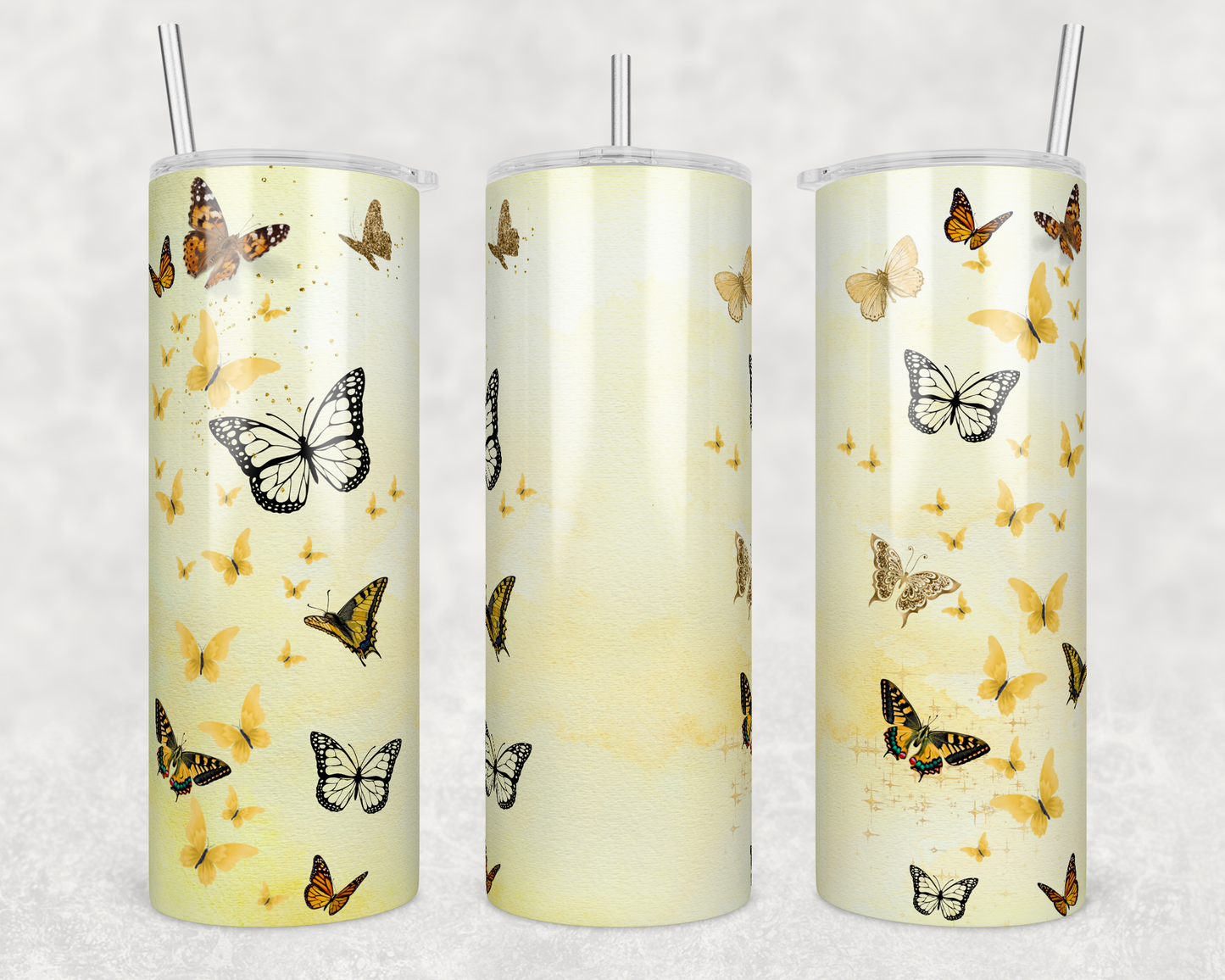Yellow Butterfly - Sublimation 20 oz tumbler
