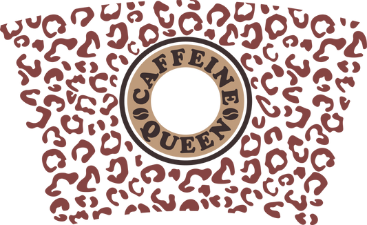 Leopard Caffeine Queen HOLE - 24 Oz Cold Cup UV DTF Wrap