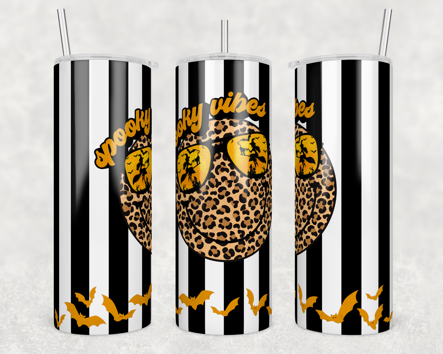 Halloween Striped Spooky Vibes - Sublimation 20 oz tumbler
