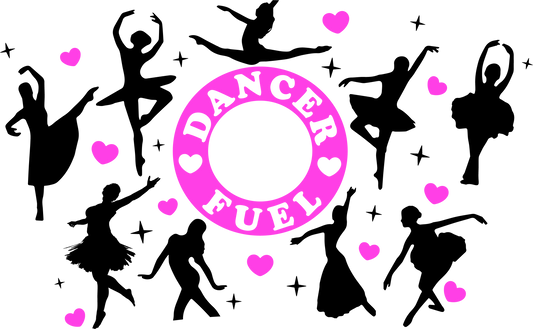 Dancer Fuel With Hearts HOLE - 24 Oz Cold Cup UV DTF Wrap
