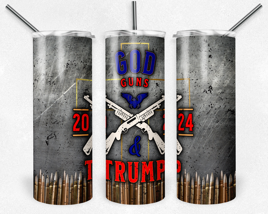 God, Guns, & Trump - Finished Sublimation 20 oz tumbler