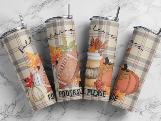 Falling Leaves Football Please - Sublimation 20 oz tumbler