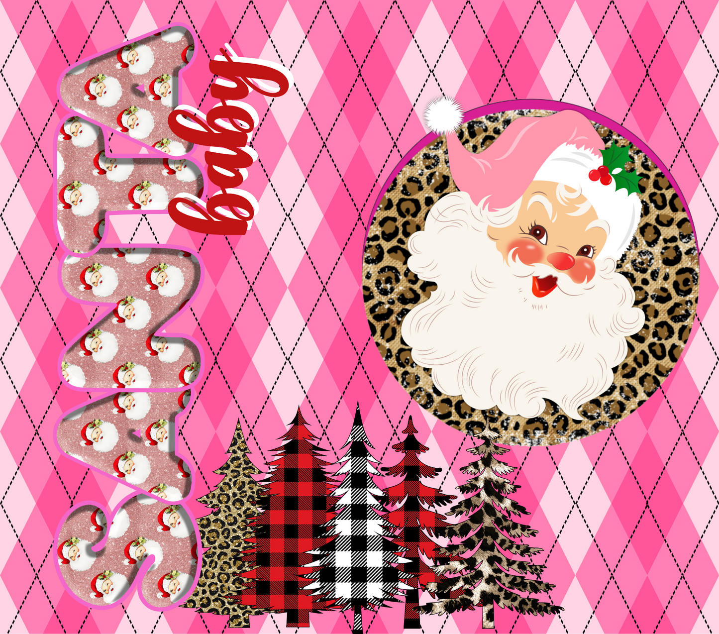 Pink Santa Baby Christmas- 20 Oz Sublimation Transfer