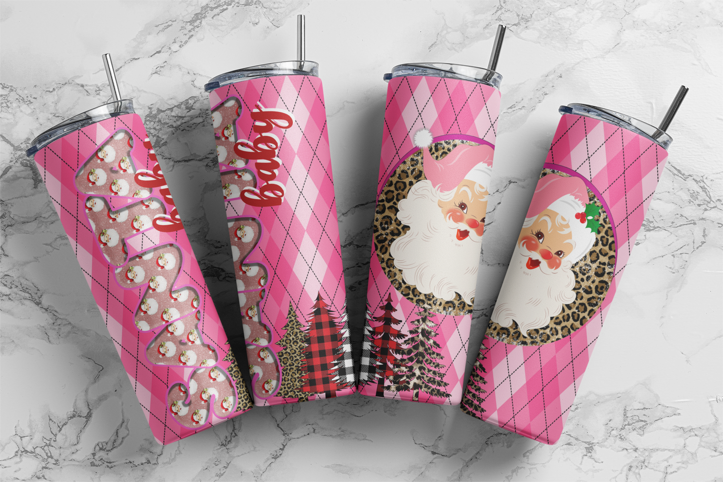 Christmas Pink Santa Baby - Sublimation 20 oz tumbler