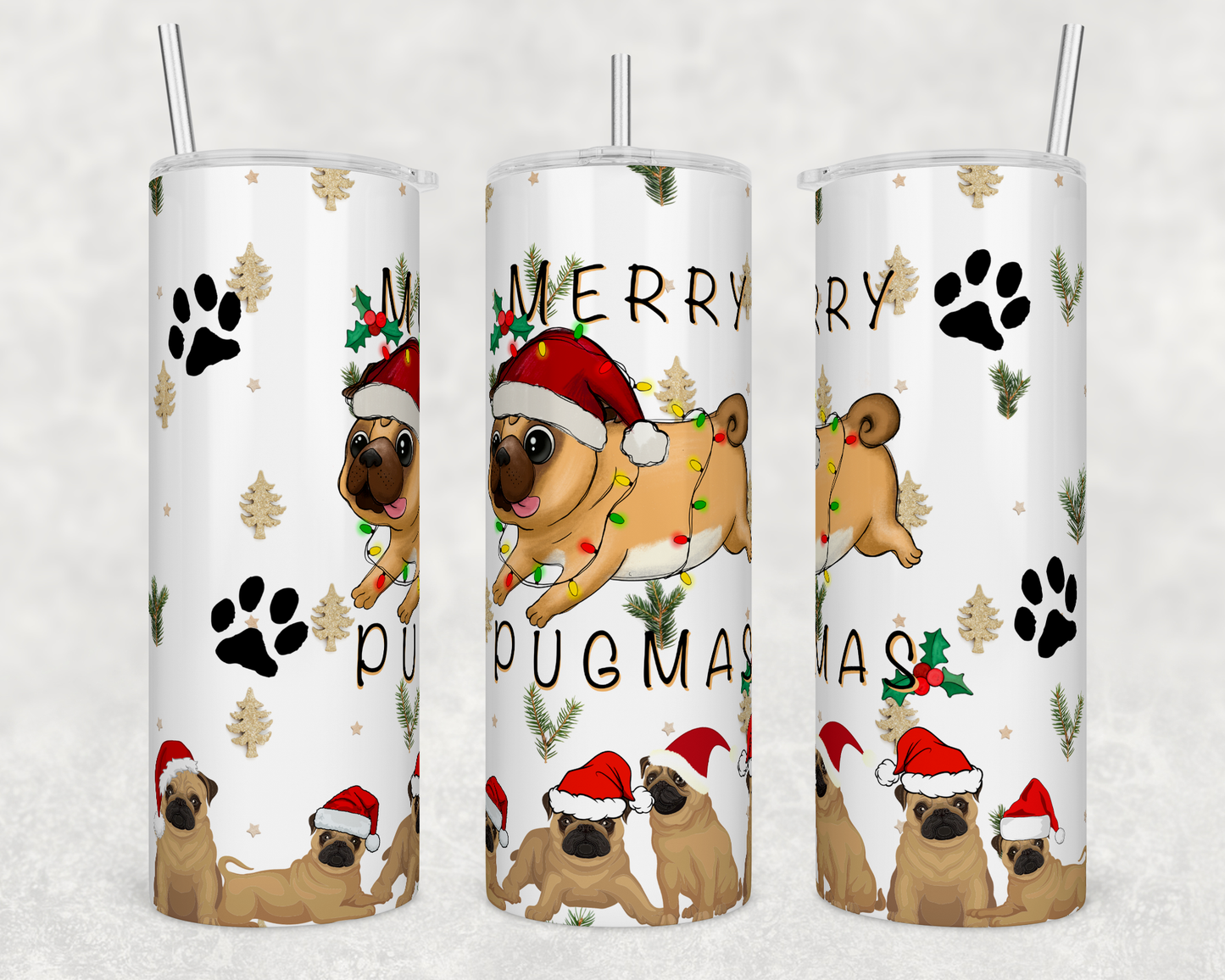 Christmas Merry Pugmas - Sublimation 20 oz tumbler