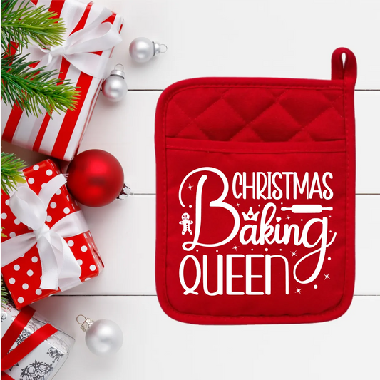 Christmas Gift Baking Potholder " Christmas Baking Queen "