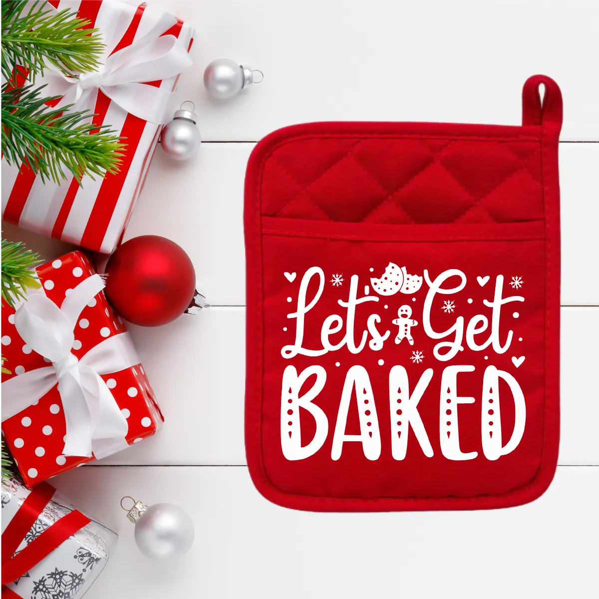 Christmas Gift Baking Potholder " Lets get BAKED "