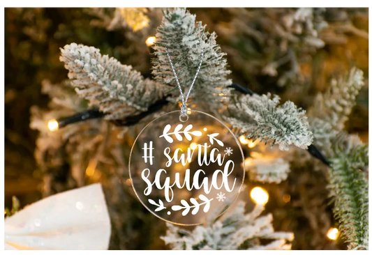 # Santa Squad / Clear Acrylic  Ornament UV DTF Decal