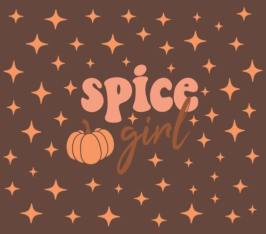 Autumn Theme - "Spice Girl" - Orange w/ Brown Background - 20 Oz Sublimation Transfer