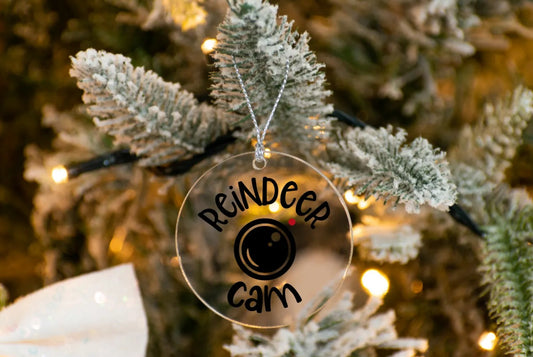 Reindeer Cam / Clear Acrylic Ornament UV DTF Decal