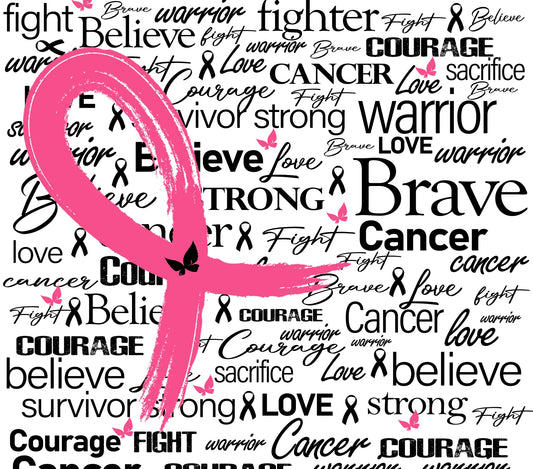 Breast Cancer Awareness - Qualities of a Survivor - Pink Ribbon w/ Black Butterfly w/ White Background - 20 Oz Sublimation Transfer