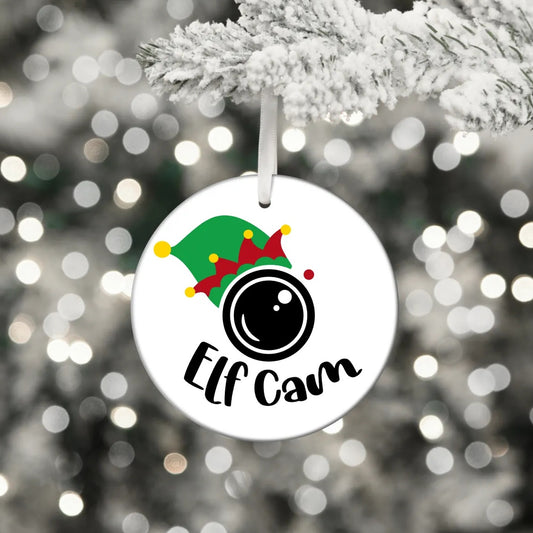 Elf Cam With Hat / White Acrylic Ornament UV DTF Decal