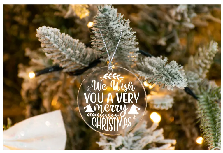 We wish you a very merry christmas / Clear Acrylic Ornament UV DTF Decal