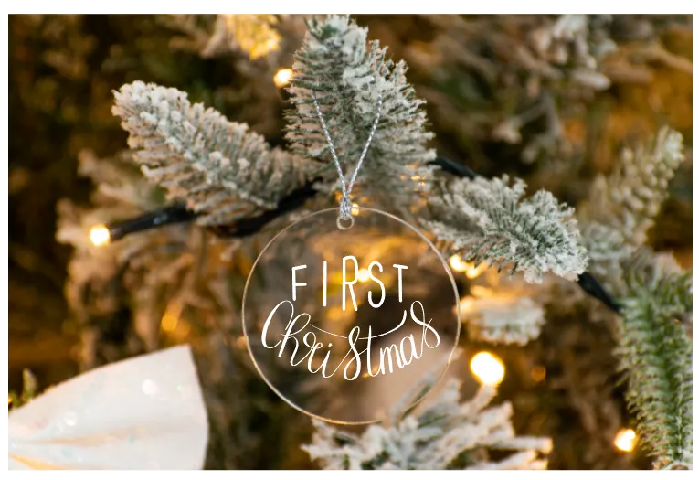First Christmas Clear Acrylic Ornament UV DTF Decal