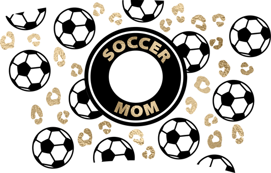Gold Leopard Soccer Mom HOLE - 24 Oz cold cup wrap