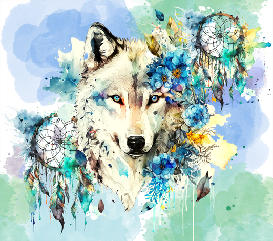 Watercolor Wolf- 20 Oz Sublimation Transfer